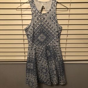 blue and white dress